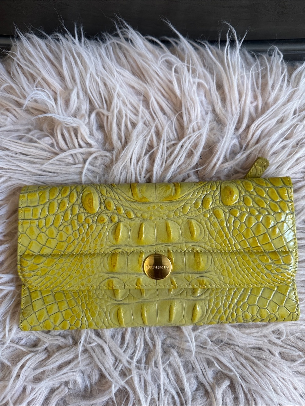 Brahmin Chartreuse Croc-Embossed Leather Envelope Clutch/wallet